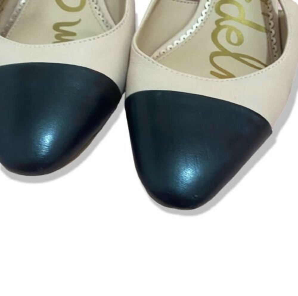 Sam Edelman Cream Black Two Tone Leah Cap Toe Slingback Pump Sandal Size 6 - Picture 6 of 11